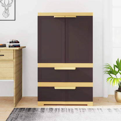 Nilkamal Freedom FMDR 2B Plastic Storage Cabinet with 2 Drawer  (Brown and Cream)
