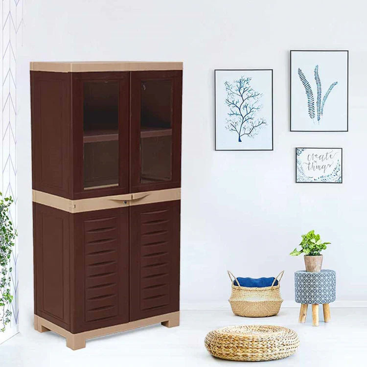 Supreme Fusion 02 HG Plastic Storage Cabinet ( Brown And Cream )