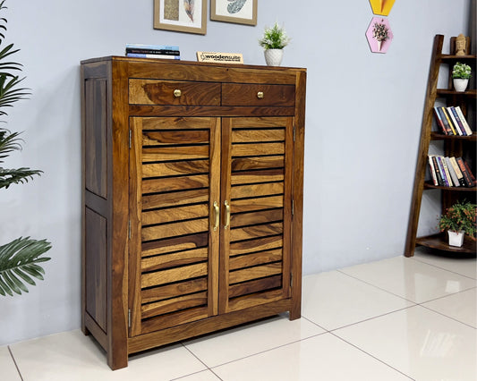 Sheesham Wood Shoe Rack with Drawers