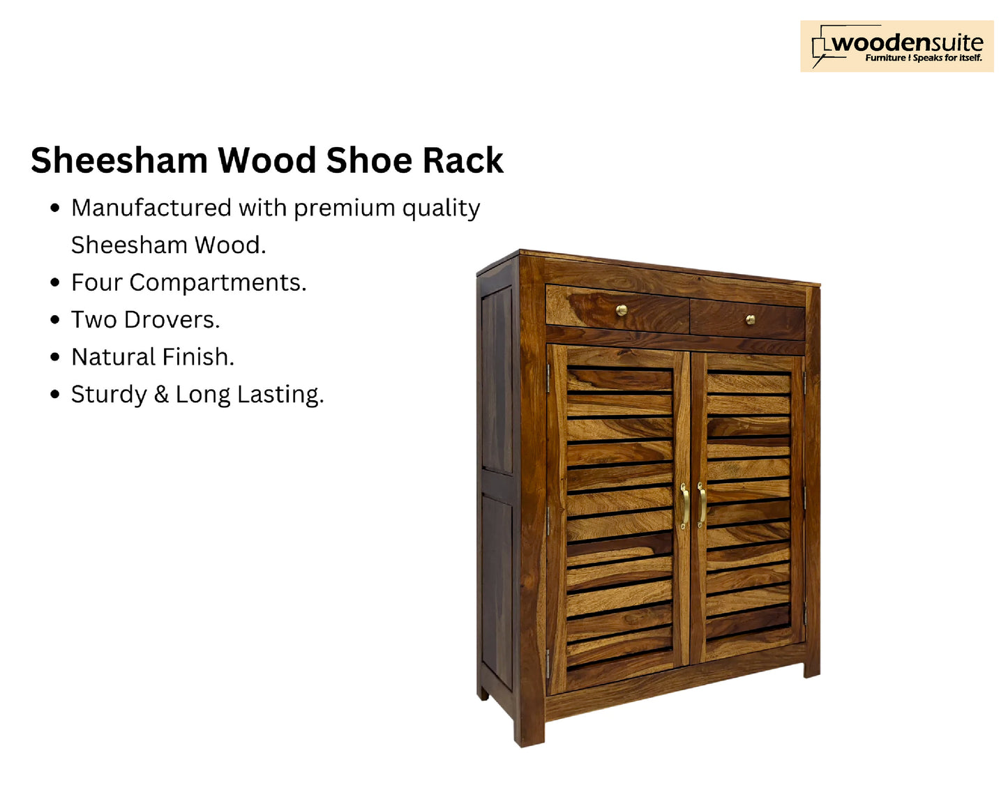 Sheesham Wood Shoe Rack with Drawers