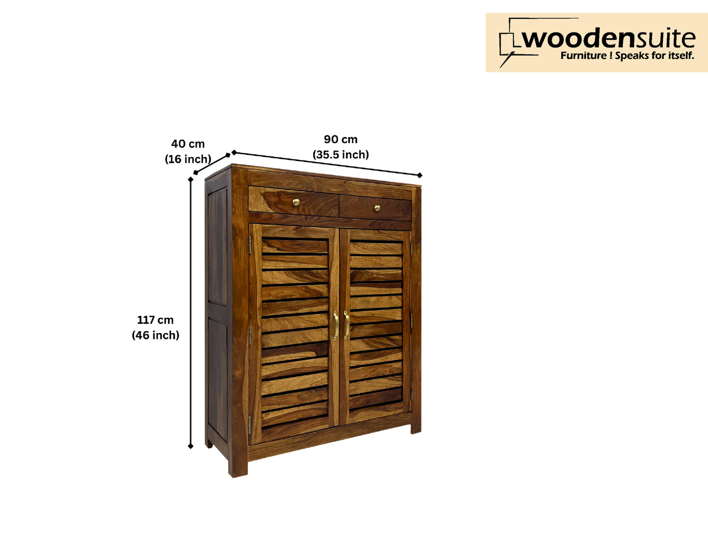 Sheesham Wood Shoe Rack with Drawers