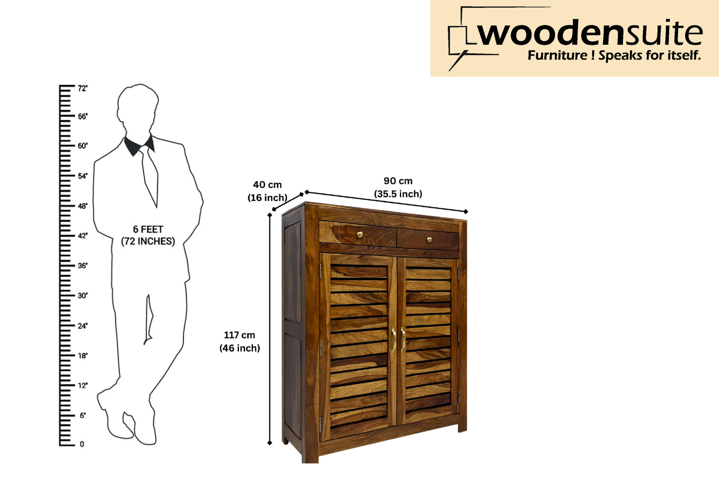 Sheesham Wood Shoe Rack with Drawers