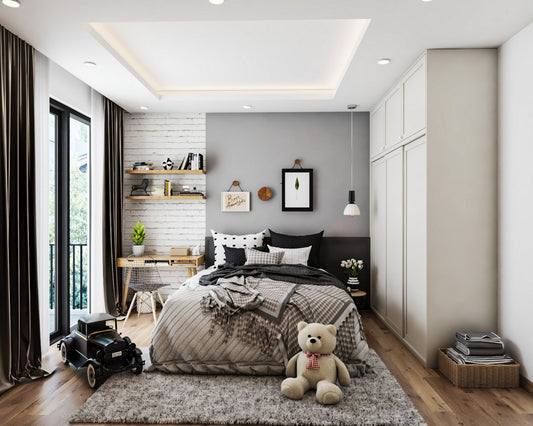 BHS Interio Modern Boys Kids Bedroom Wall Paneling With Hard Panels And Wall Arts