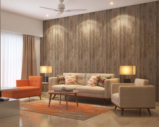 BHS Interio Contemporary Living Room Wall Paneling with Wallpaper