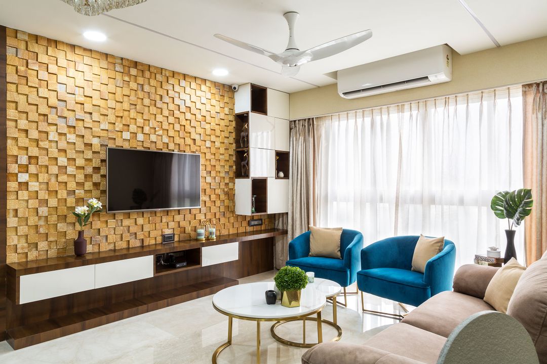 BHS Interio Modern Tv Unit Wall Paneling With Laminate & Pvc Hard Panel
