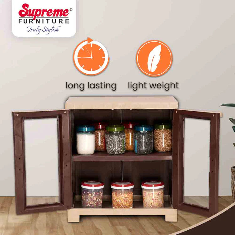 Supreme Fusion 01 FG Plastic Storage Cabinet ( Brown And Cream )