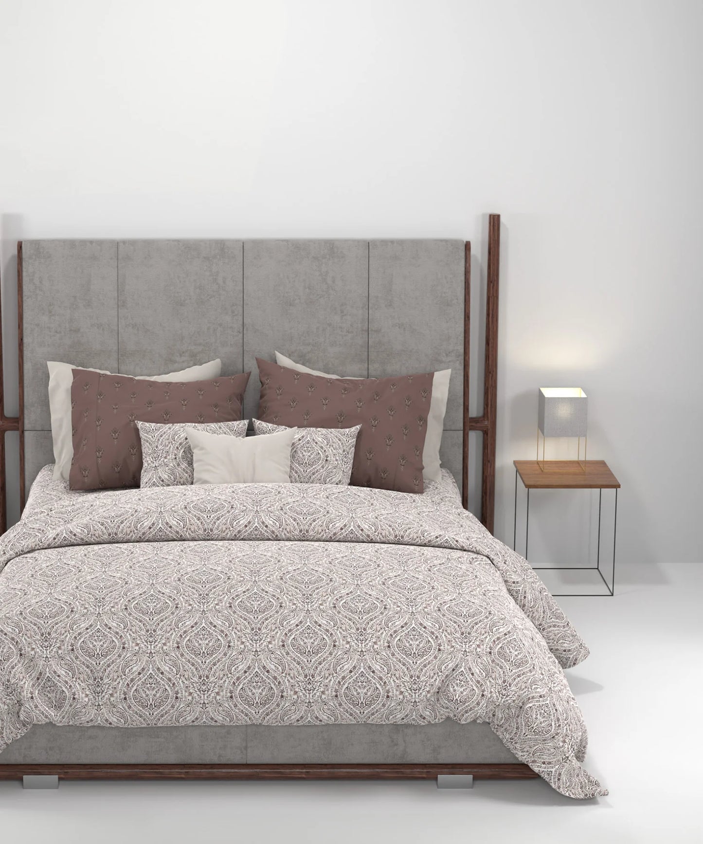 Carnival Syahi Brown King Bedsheet With 2 Pillow Cover Gift Set, 144Tc, 100% Cotton, Abstract, Brown