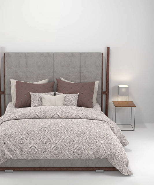 Carnival Syahi Brown King Bedsheet With 2 Pillow Cover Gift Set, 144Tc, 100% Cotton, Abstract, Brown