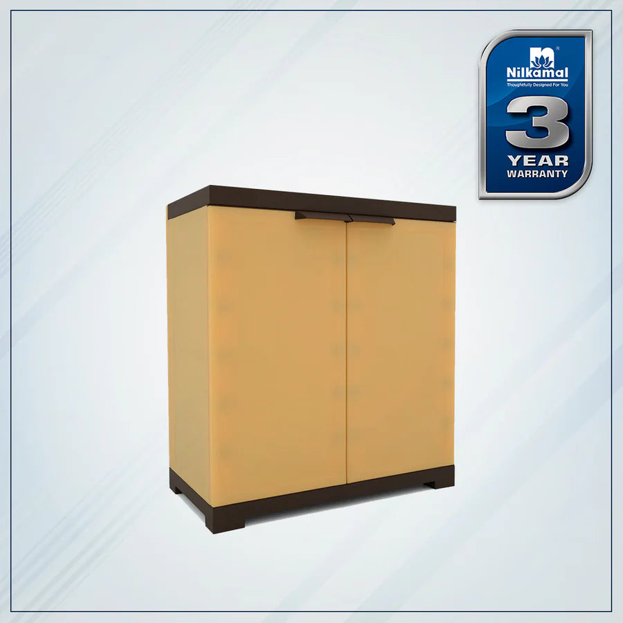 Nilkamal Freedom Mini 09 (FMSC09) Plastic Shoe Cabinet (Sandy Brown / Dark Brown)