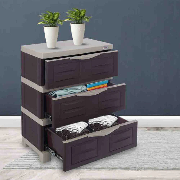 Supreme Fusion DR 03 Plastic Storage Cabinet ( Brown And Cream )