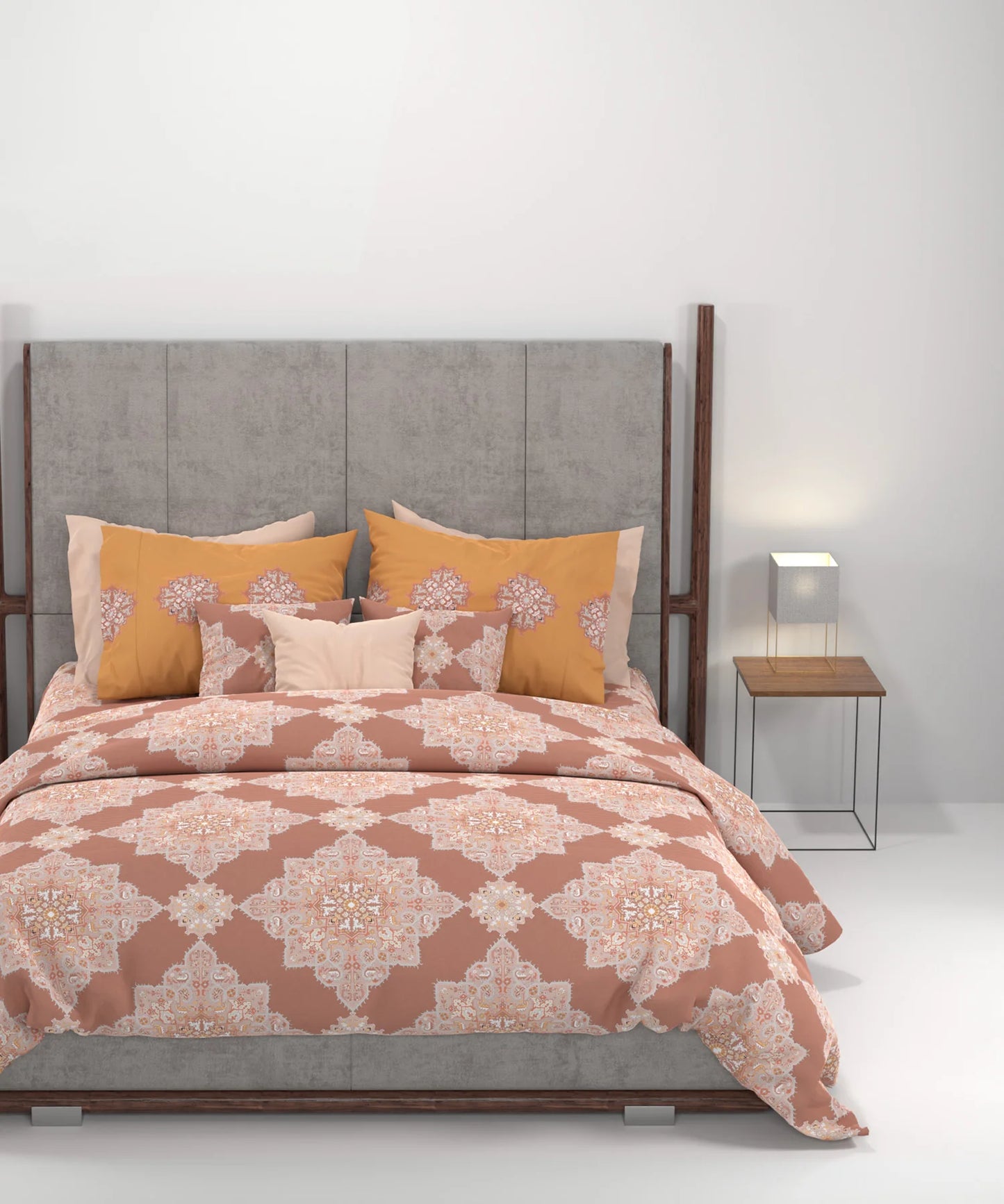 Carnival Jharokha Mauve King Bedsheet With 2 Pillow Cover Gift Set, 144Tc, 100% Cotton, Abstract, Maroon