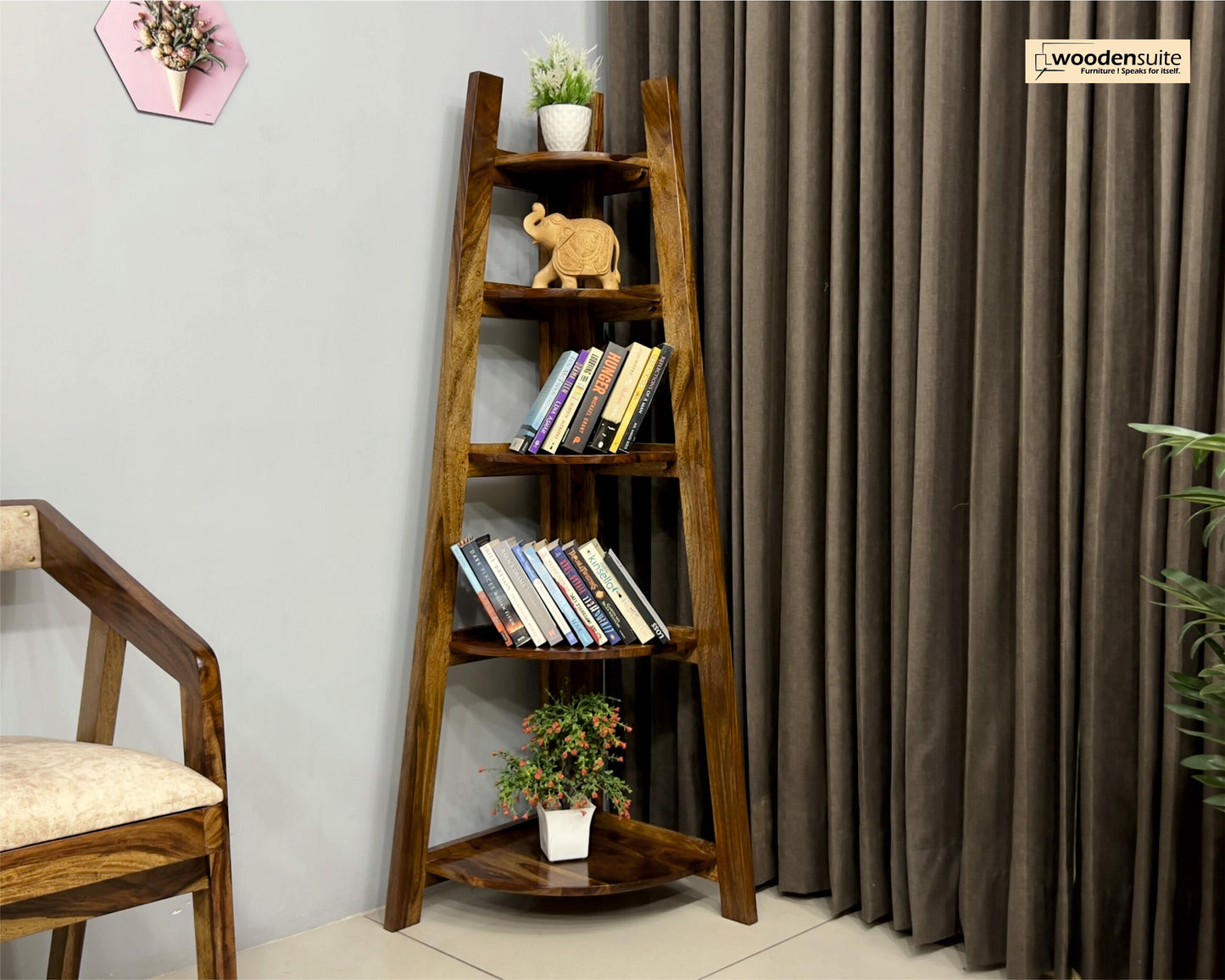 Sheesham Wood Foldable Book Shelf