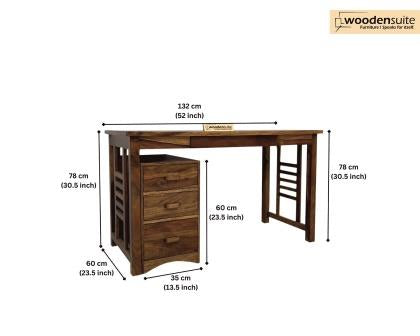 Sheesham Wood Study Table with removable Storage Compartments and keyboard tray