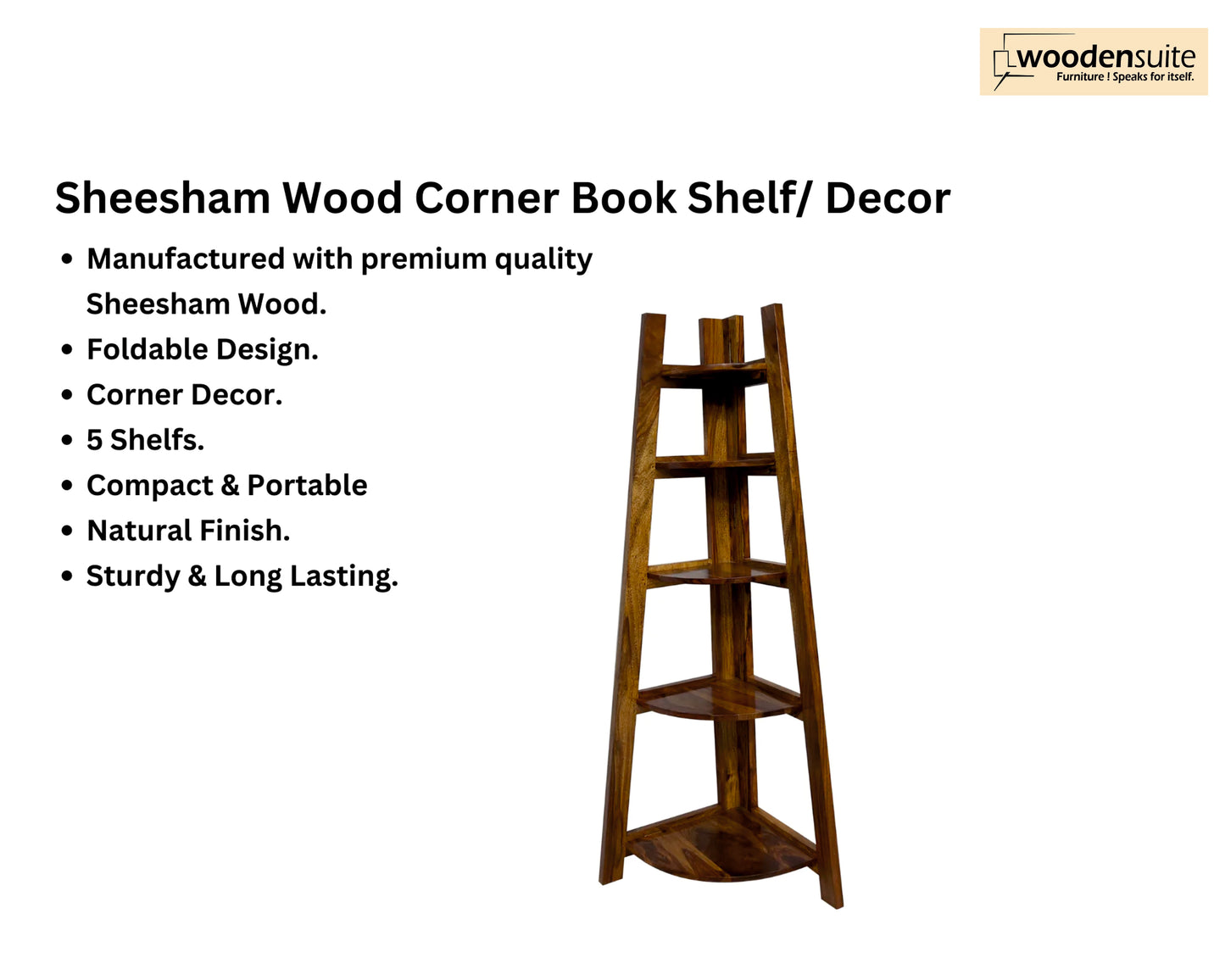 Sheesham Wood Foldable Book Shelf