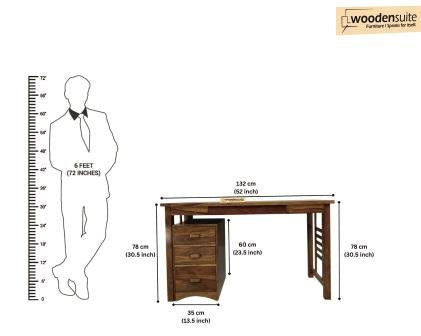 Sheesham Wood Study Table with removable Storage Compartments and keyboard tray