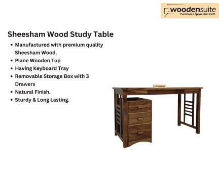 Sheesham Wood Study Table with removable Storage Compartments and keyboard tray