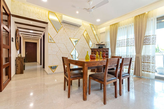 BHS Interio Traditional Dining Room Wall Paneling with Mosaic Mirror & Wallpaper