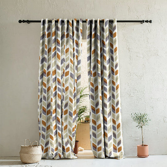 BHS interio Premium Customized Printed Blackout Curtain with Lining for Doors & Windows, Blue & Brown