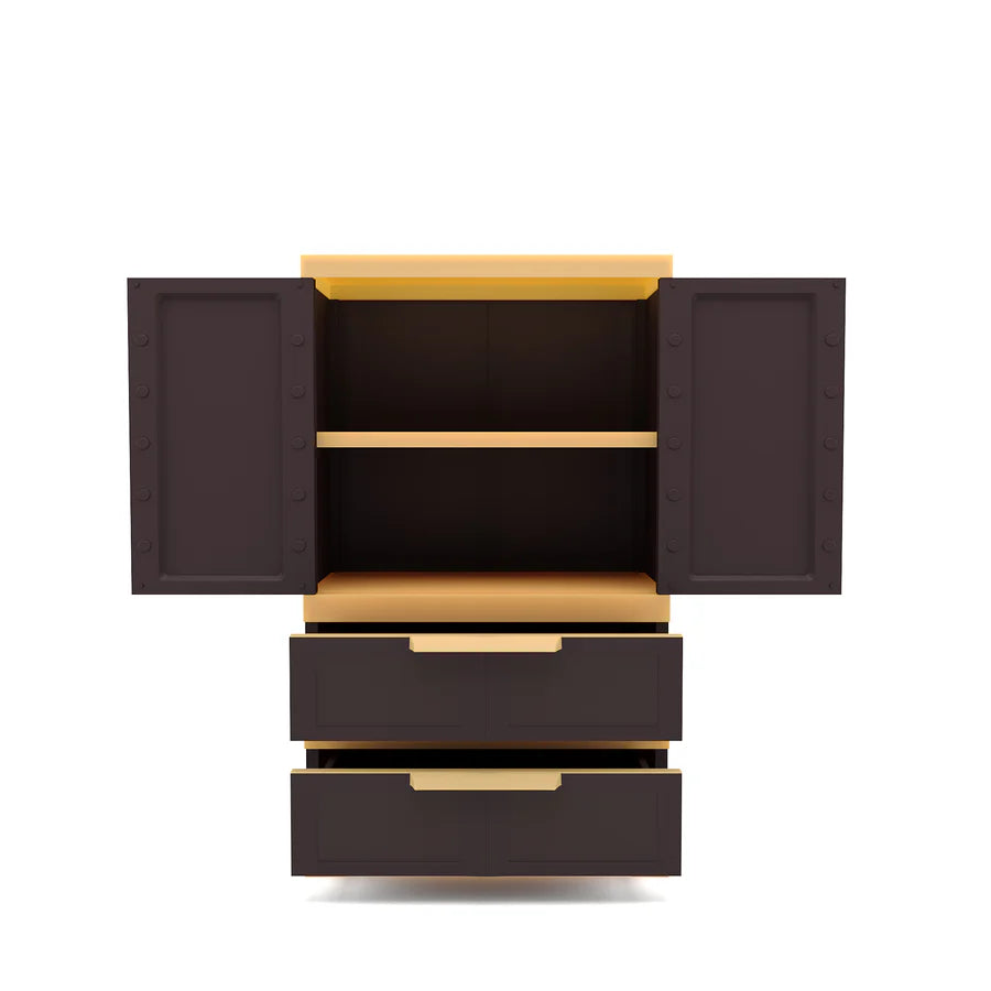 Nilkamal Freedom FMDR 2B Plastic Storage Cabinet with 2 Drawer  (Brown and Cream)