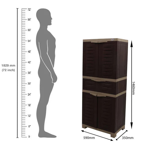 Supreme Fusion 02 MDR 01 Plastic Storage Cabinet ( Brown And Cream )