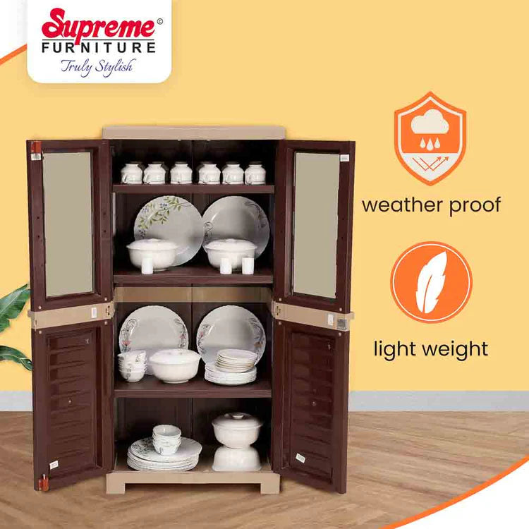 Supreme Fusion 02 HG Plastic Storage Cabinet ( Brown And Cream )