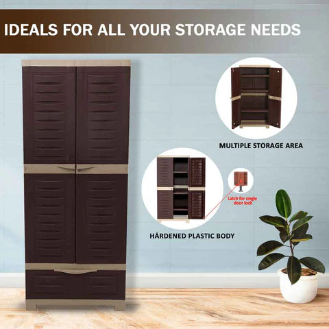 Supreme Fusion 02 BDR 1 Plastic Storage Cabinet ( Brown And Cream )