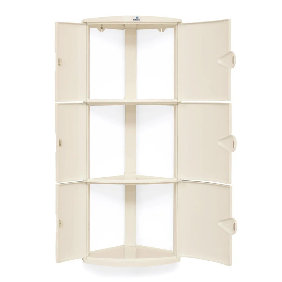 Nilkamal 3 Door Plastic Storage Corner Cabinet (Ivory)