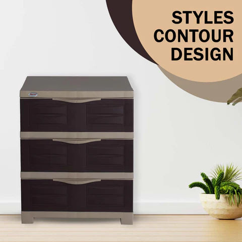 Supreme Fusion DR 03 Plastic Storage Cabinet ( Brown And Cream )