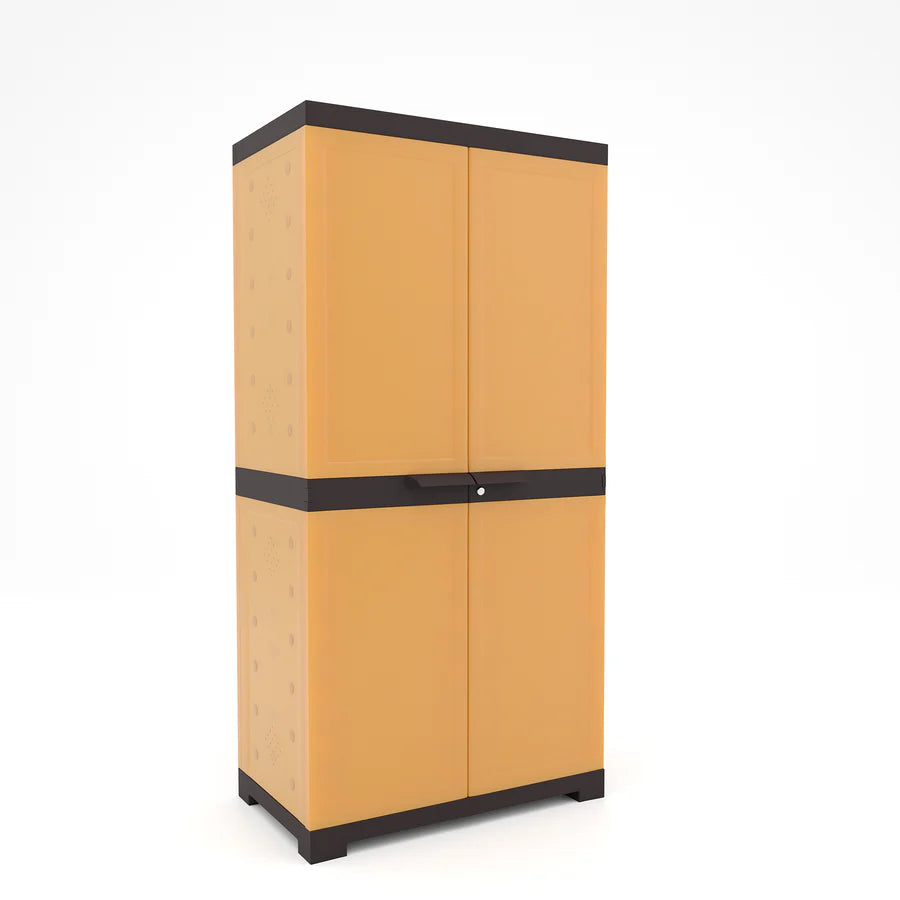 Nilkamal Freedom Mini 18 (FMSC18) Plastic Shoe Cabinet (Sandy Brown / Dark Brown)