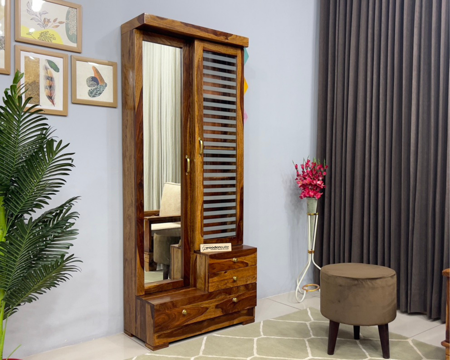 Sheesham Wood Dressing Table with Double Door