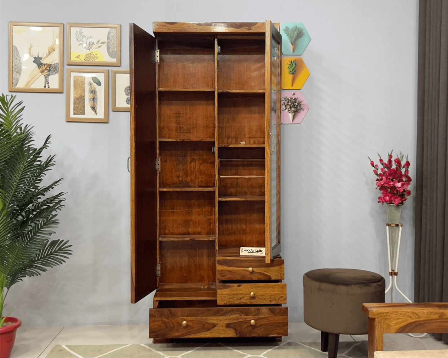 Sheesham Wood Dressing Table with Double Door