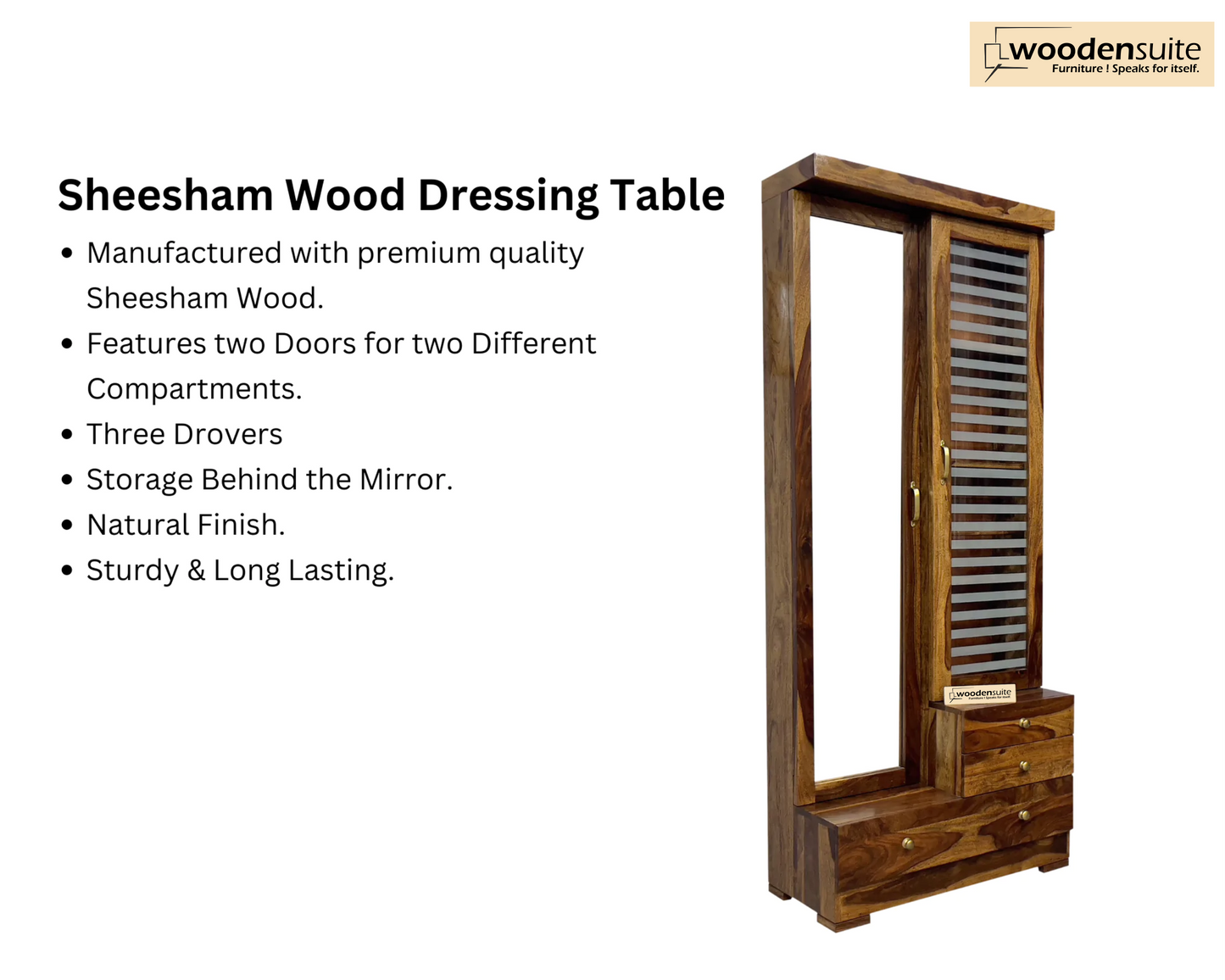 Sheesham Wood Dressing Table with Double Door