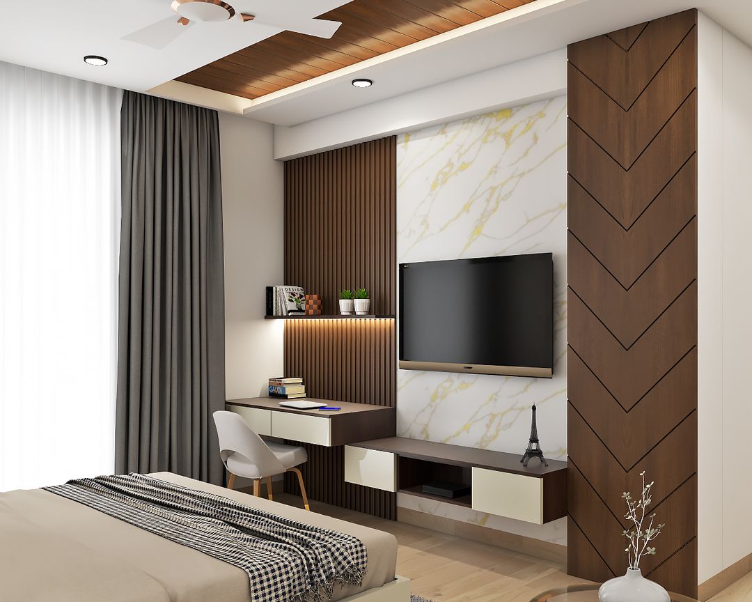 BHS Interio Contemporary Tv Unit Wall Paneling With Louvers & Laminate
