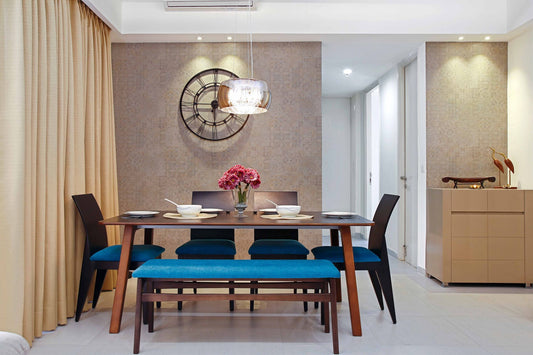 BHS Interio Contemporary Dining Room Wall Paneling with Wallpaper