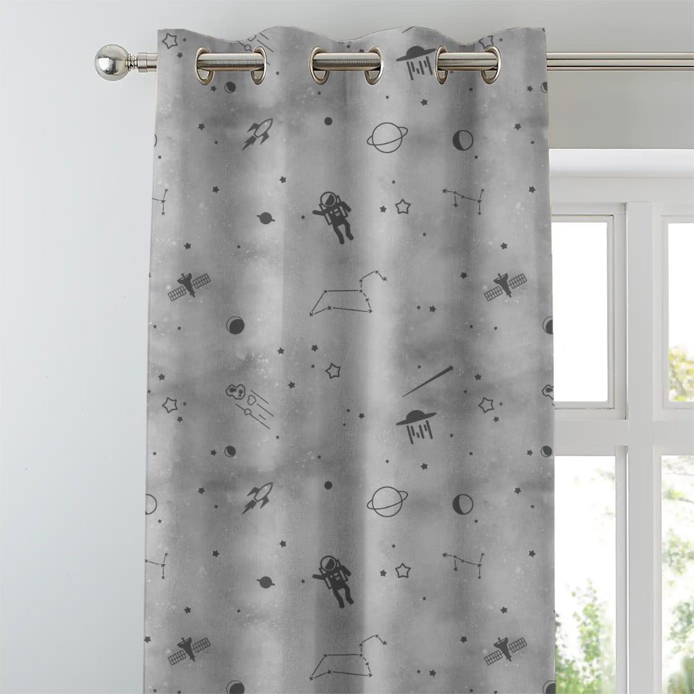 BHS interio Premium Customized Printed Blackout Curtain with Lining for Doors & Windows, Gray