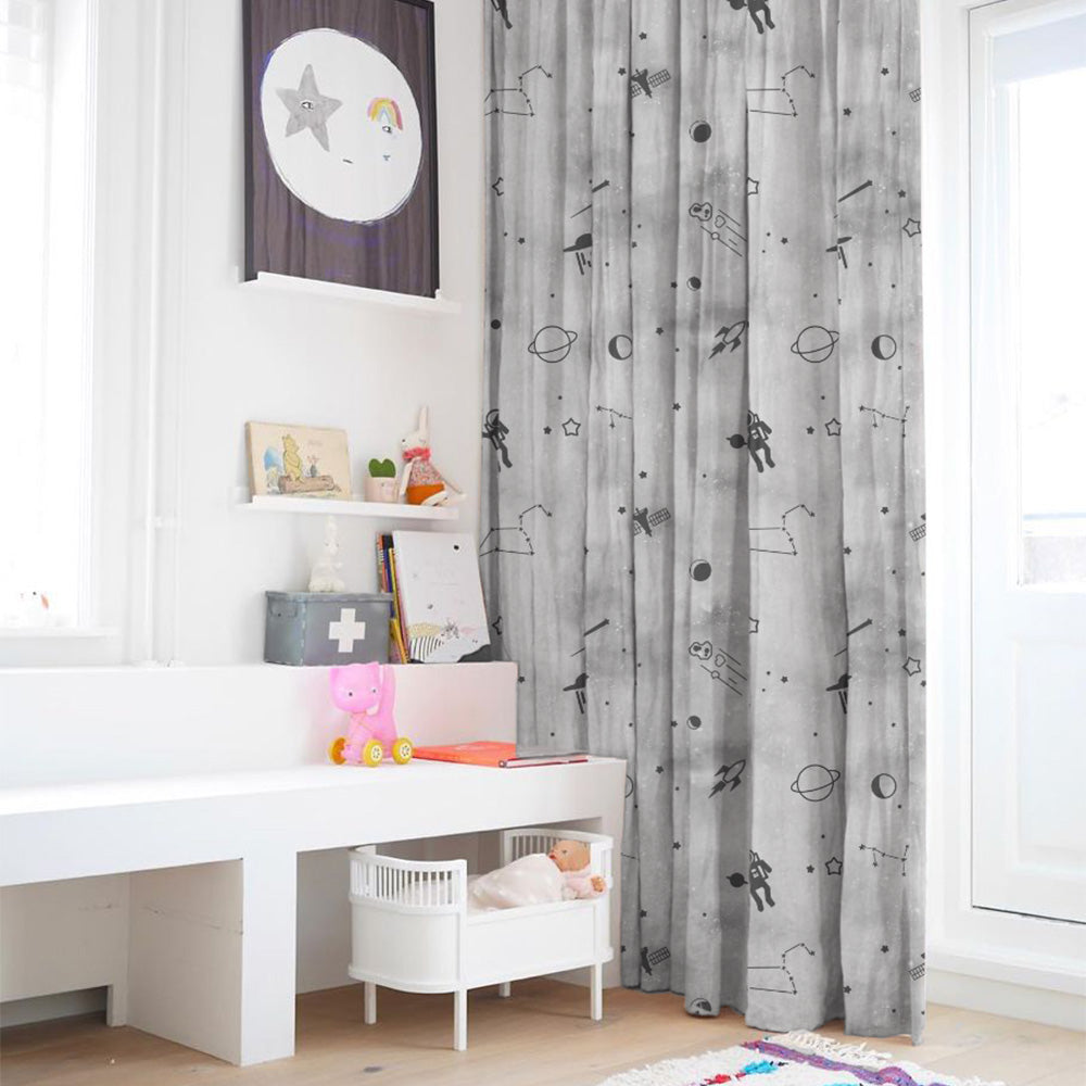 BHS interio Premium Customized Printed Blackout Curtain with Lining for Doors & Windows, Gray
