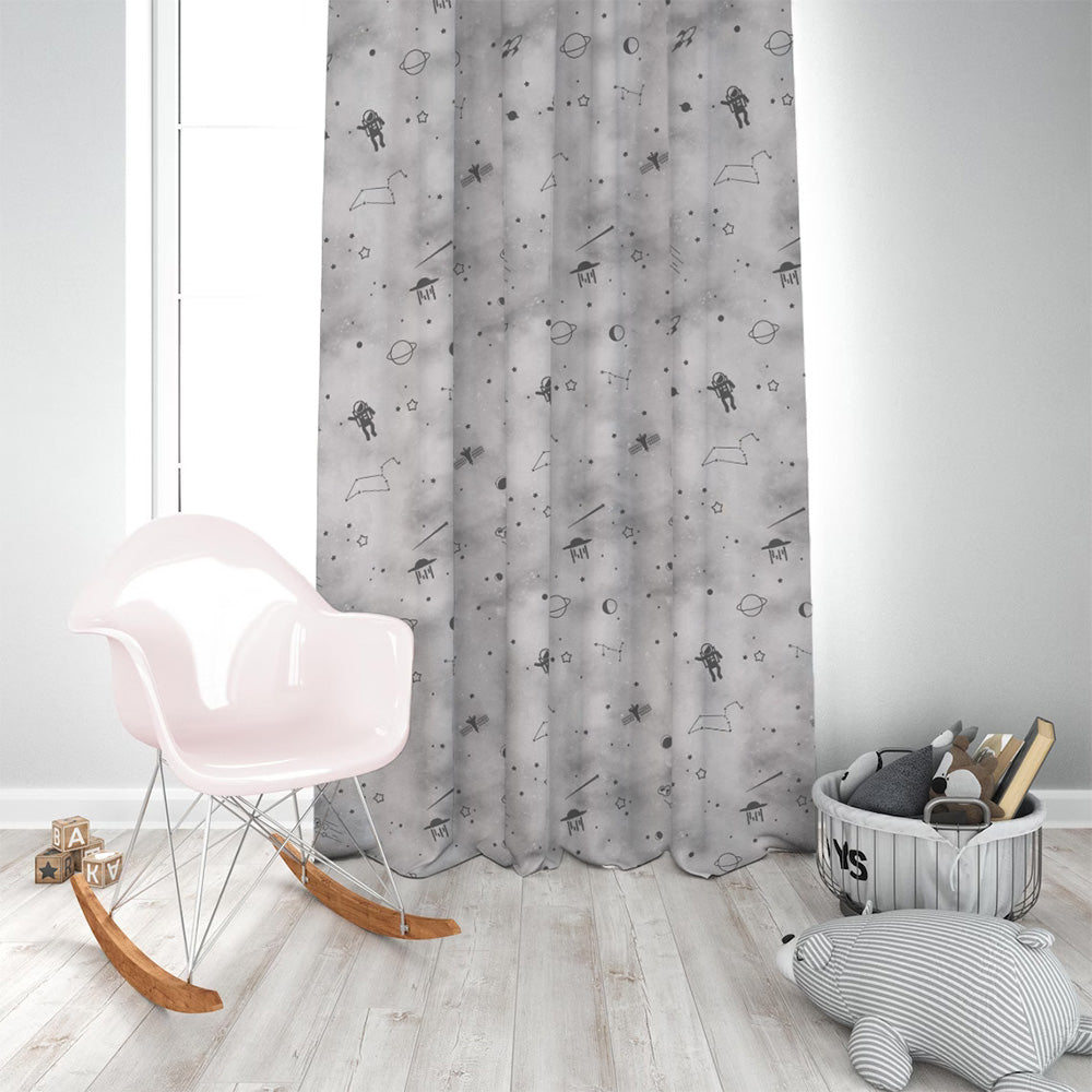 BHS interio Premium Customized Printed Blackout Curtain with Lining for Doors & Windows, Gray