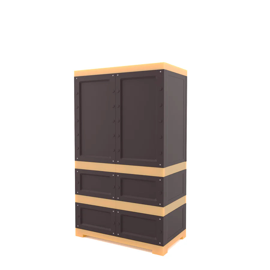 Nilkamal Freedom FMDR 2B Plastic Storage Cabinet with 2 Drawer  (Brown and Cream)