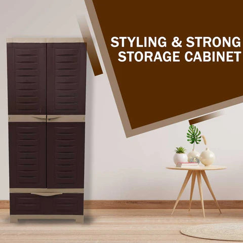 Supreme Fusion 02 BDR 1 Plastic Storage Cabinet ( Brown And Cream )