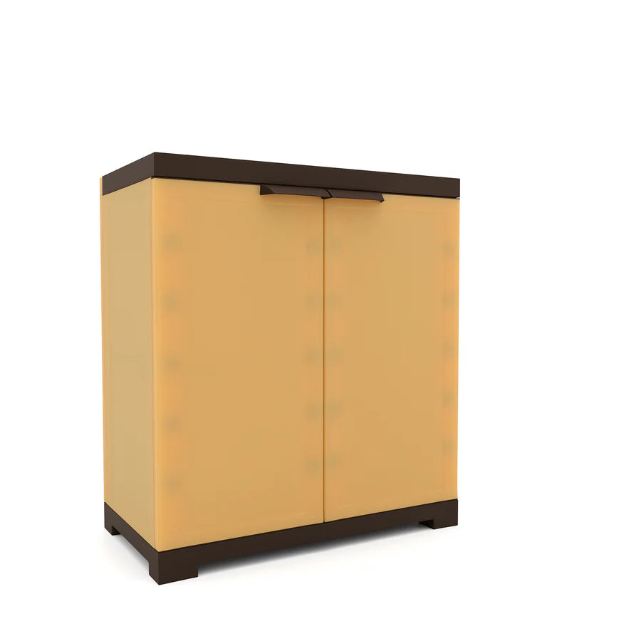 Nilkamal Freedom Mini 09 (FMSC09) Plastic Shoe Cabinet (Sandy Brown / Dark Brown)