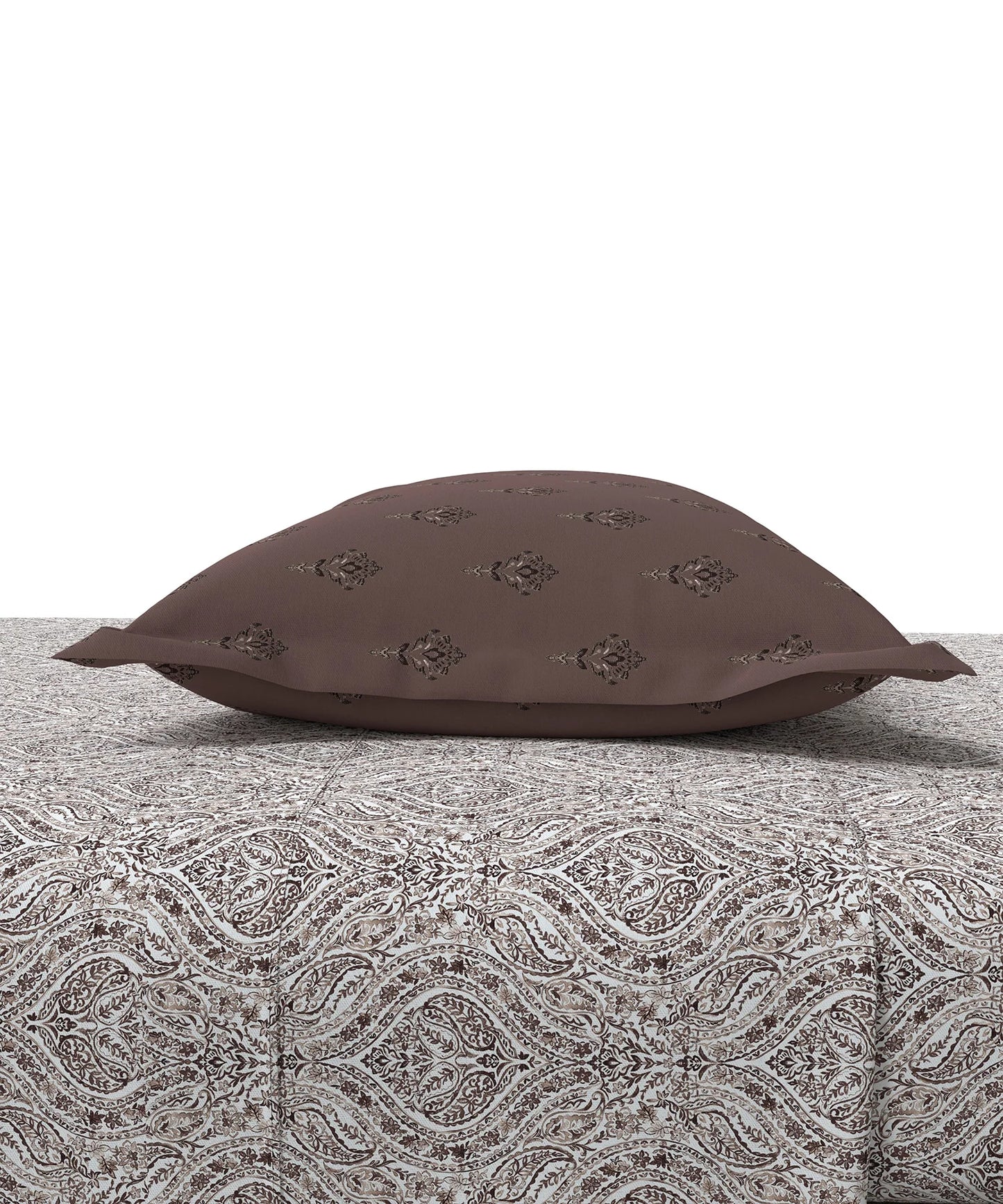 Carnival Syahi Brown King Bedsheet With 2 Pillow Cover Gift Set, 144Tc, 100% Cotton, Abstract, Brown