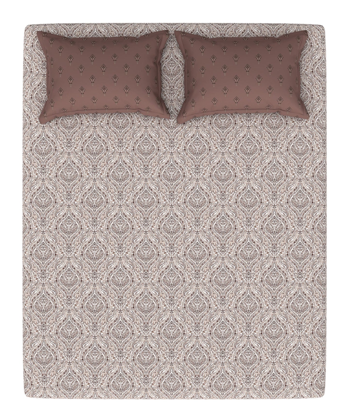 Carnival Syahi Brown King Bedsheet With 2 Pillow Cover Gift Set, 144Tc, 100% Cotton, Abstract, Brown