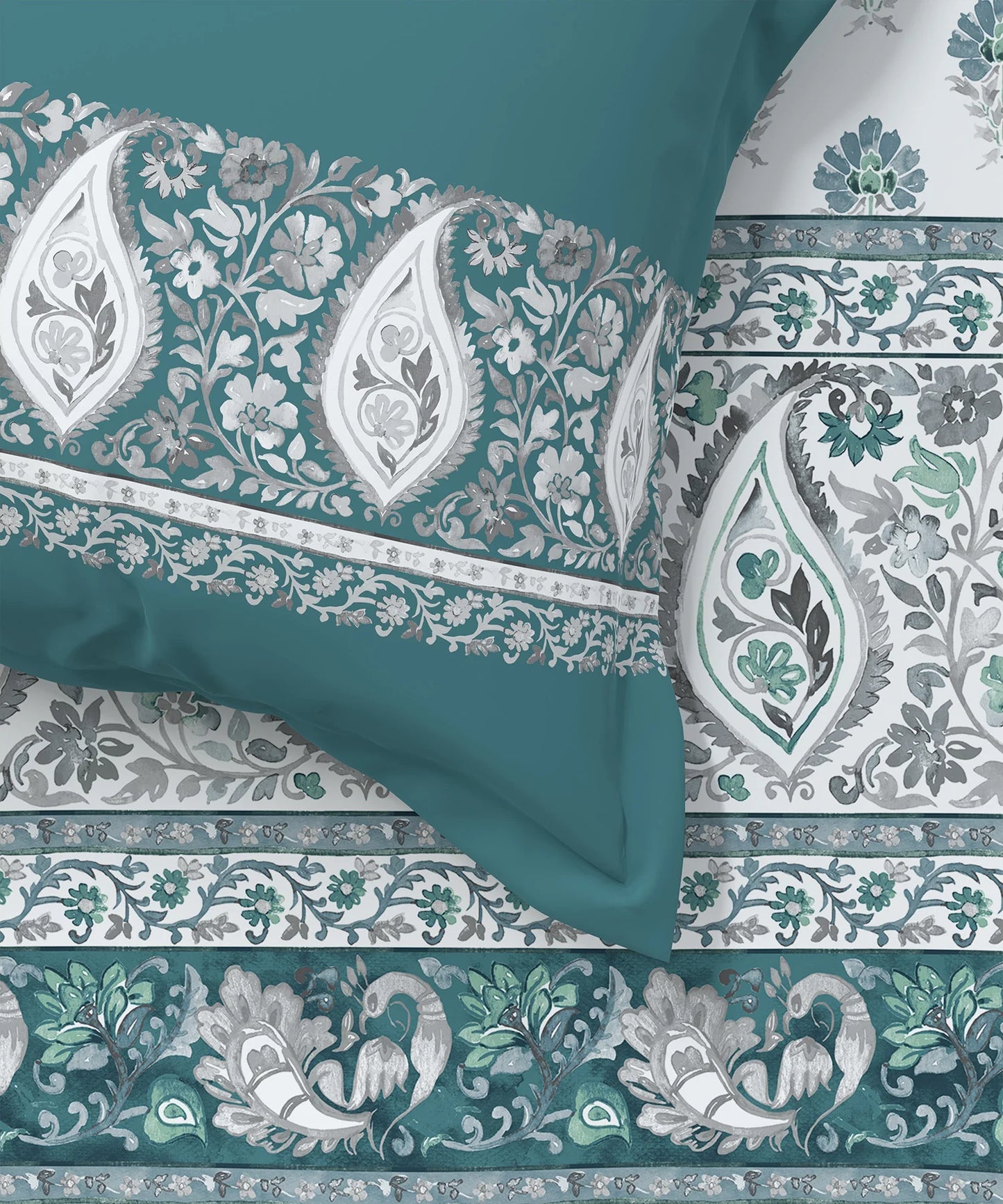 Carnival Bagh Ice Green King Bedsheet With 2 Pillow Cover Gift Set, 144Tc, 100% Cotton, Abstract, Green
