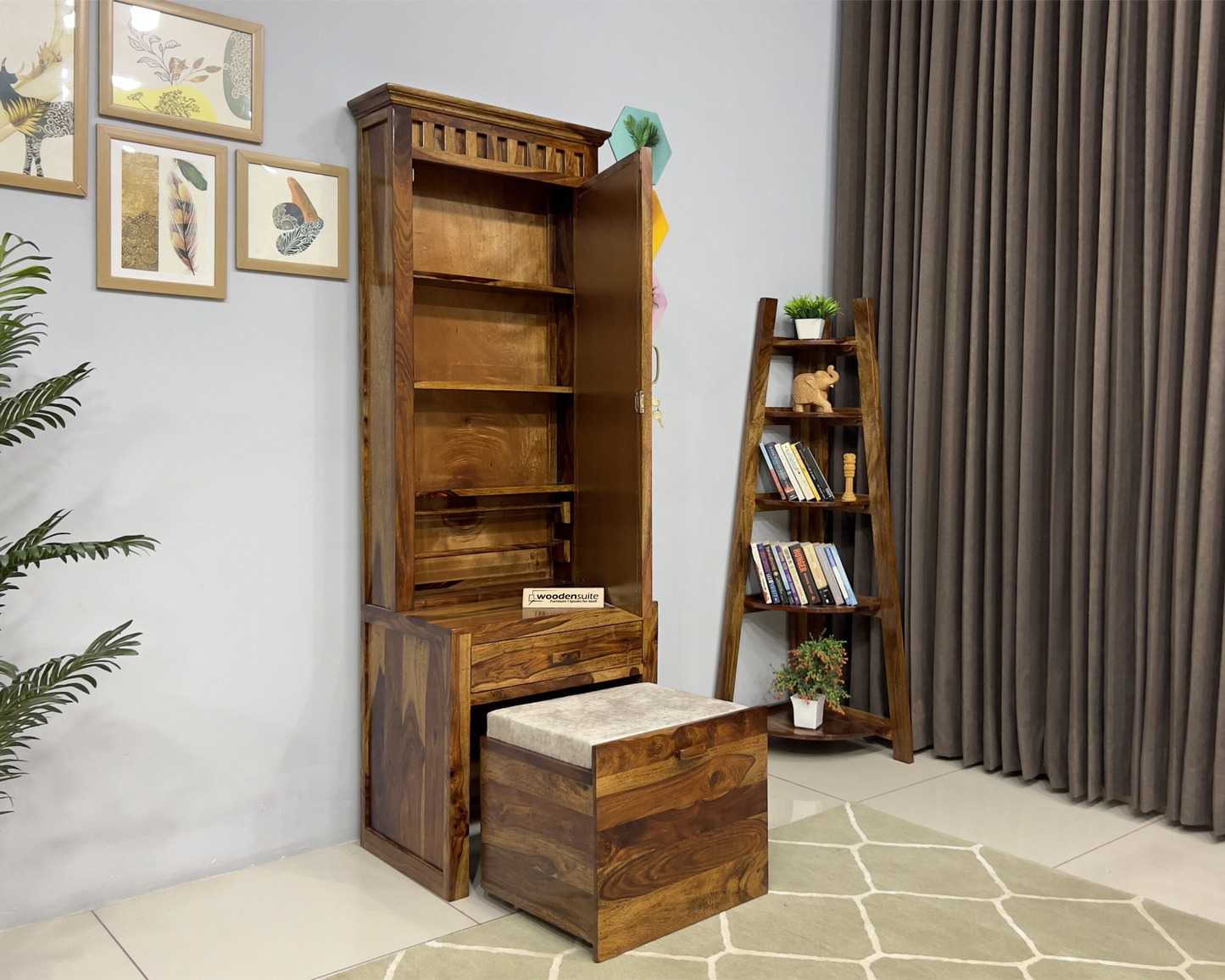 Sheesham Wood Dressing Table with Stool