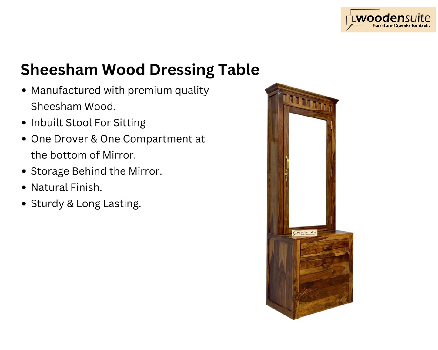 Sheesham Wood Dressing Table with Stool