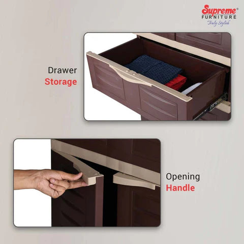 Supreme Fusion 02 MDR 01 Plastic Storage Cabinet ( Brown And Cream )