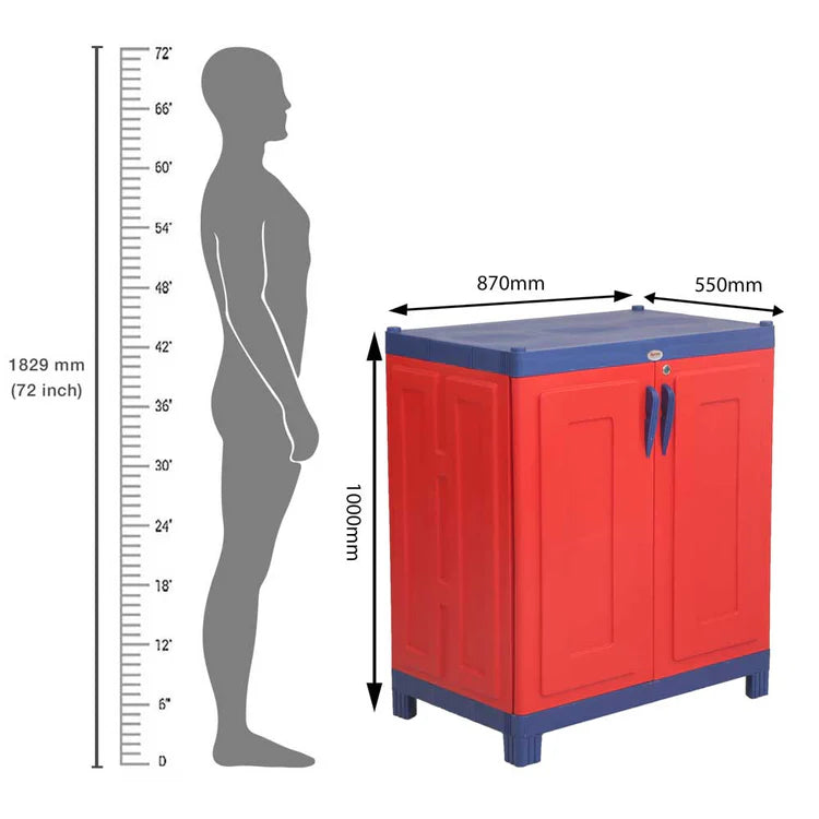 Supreme Rhythm Plastic Storage Cabinet ( Red And Blue )