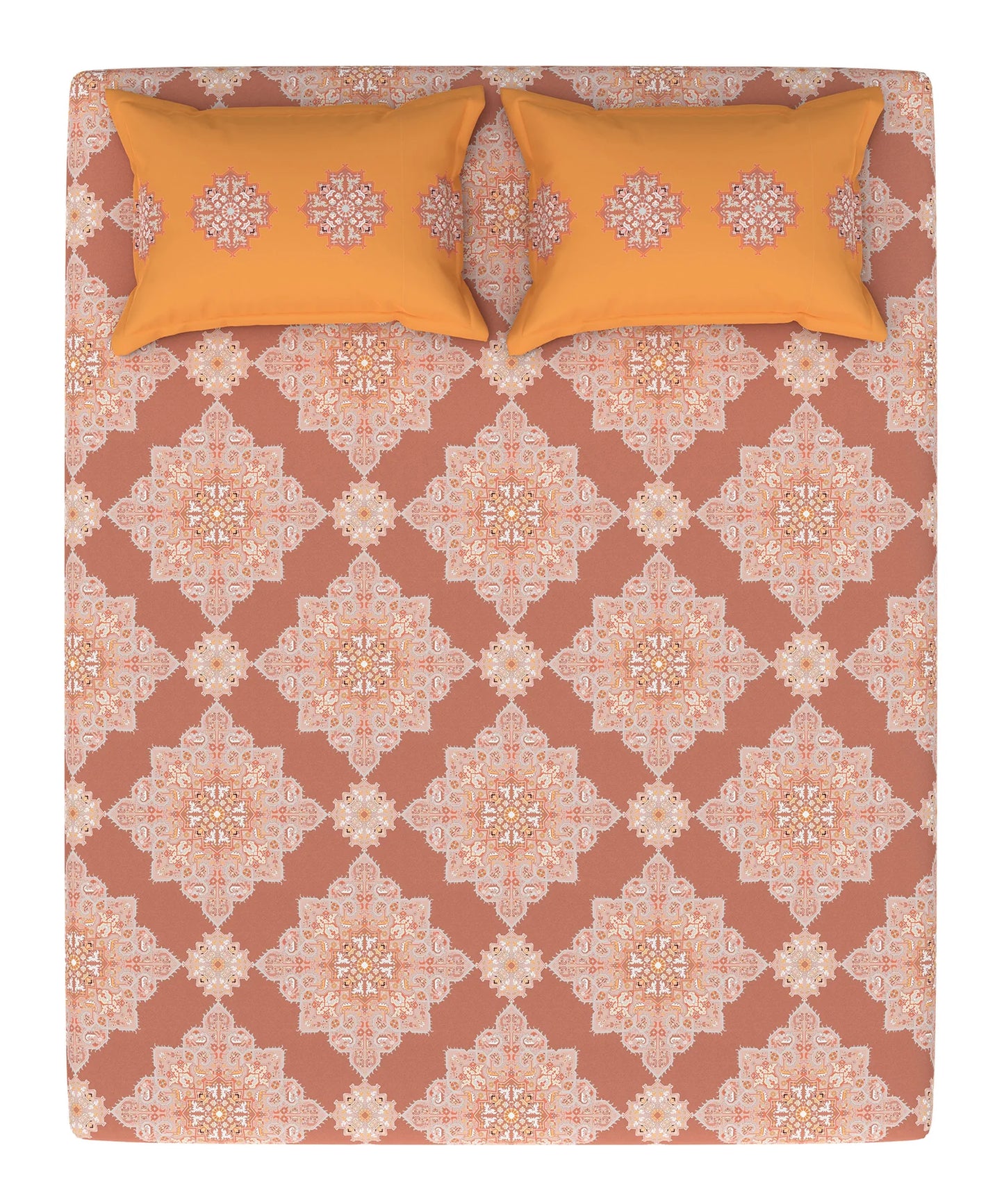 Carnival Jharokha Mauve King Bedsheet With 2 Pillow Cover Gift Set, 144Tc, 100% Cotton, Abstract, Maroon