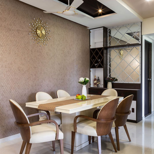 BHS Interio Contemporary Dining Room Wall Paneling with Wallpaper & Mosaic Mirror