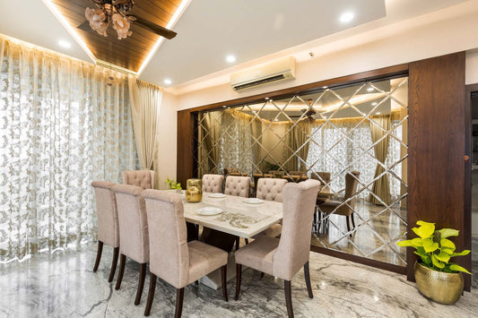 BHS Interio Modern Dining Room Wall Paneling with Mosaic Mirror